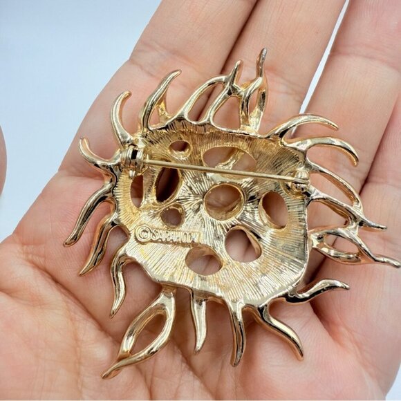 Vintage Signed Sarah Coventry Brutalist Sea Urchin Goldtone Brooch - Picture 3 of 6